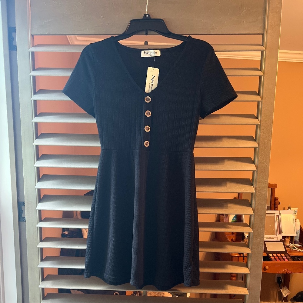 Textured mini Black dress